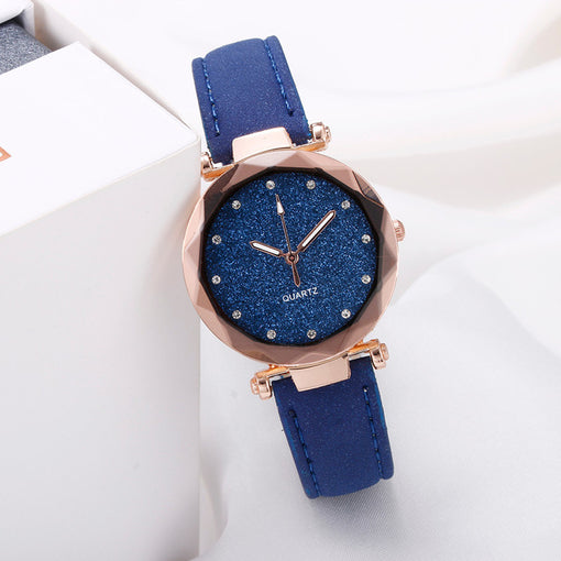 Ladies fashion Korean Rhinestone Rose Gold Quartz Watch Female Belt Watch