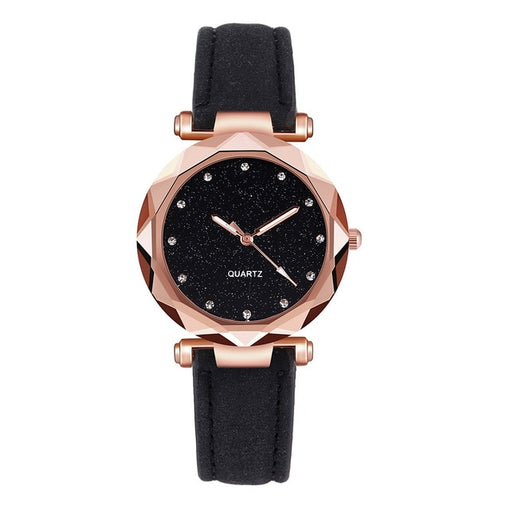 Ladies fashion Korean Rhinestone Rose Gold Quartz Watch Female Belt Watch